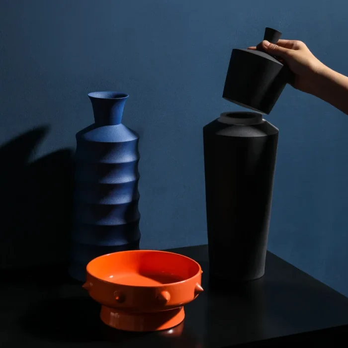 Nordic Modern Semi-manual Ceramic Vase Living Room Coffee Table Decoration Home Decoration Creative Vase Small Gift Deco Maison 3