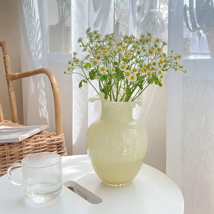 Middle ancient Fenton vase petal skirt, living room flower arrangement, hydroponic glass flower, French ins 2