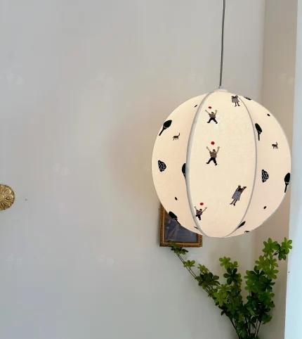 Embroidered Fabric Park Children's Chandelier Cotton Linen Handmade Cartoon Lamp Shade Cloakroom Study Bedroom Decorative Lamps 2
