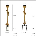 Vintage Hemp Rope Pendant Light Edison Bulb Style Iron Wire Cage Hanging Lamp for Living Room Kitchen Home Light Fixtures Decor 6