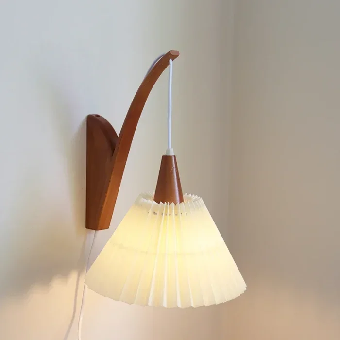 Solid Wood with Plug Wall Lamp Retro Bedroom Living Room Bedside Study Atmosphere Wall Light Decor 1