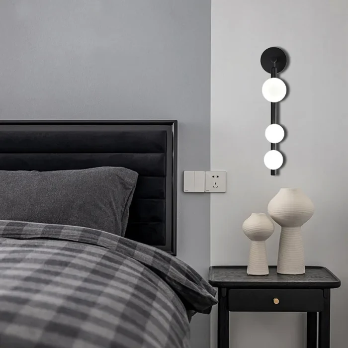 Glass Wall Lamp Simple Light Luxury Hotel Mirror Headlight Living Room Background Wall Bedroom Bedside Lamp G9 3