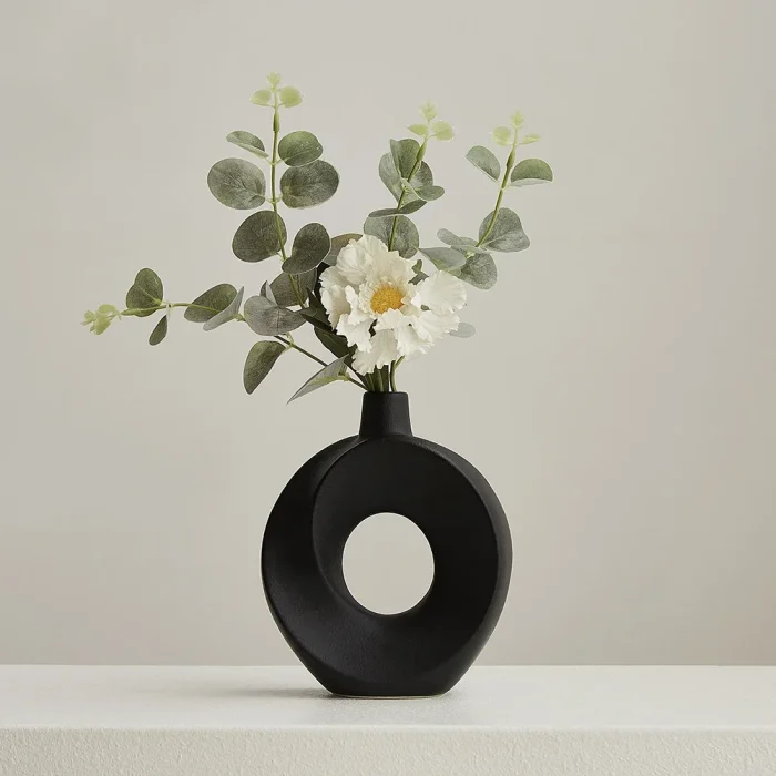 Ceramic Vase Nordic Style White Vase Light Luxury Flowerpot Modern Home Office Desktop Ornaments Living Room Decoration Home 3