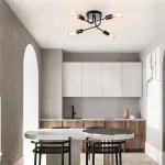 Semi-Flush 3/4 Lights Industrial Ceiling Lamp Metal Branch Vintage  Lighting Fixture for Kitchen Living Room Dining Room Bedroom 2