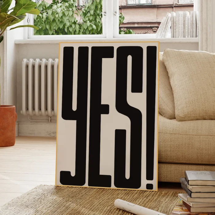 Modern Minimalist Nordic YES Quotes Black Red Wall Art Aluminum Frame Prints Canvas Painting Poster for Living Room Home Decor 3