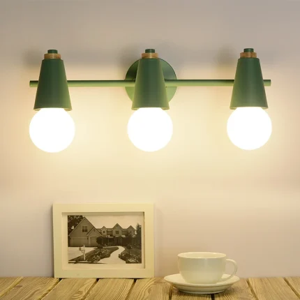 Nordic LED Macaron Mirror Headlight modern multicolor Simple mirror cabinet corridor wall lamp mirror wrought iron lamps 1