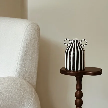 Nordic Ins Striped Ceramic Vase Ornaments Living Room Dining Table Desktop Flower Arrangement Container Wedding Vase Decoration 2