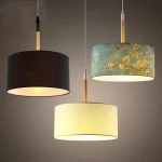 Solid Wood Cloth Chandelier Large Single Head Modern Dining Room Living Room Bedroom Bedside Lamp Decorative Lamp 1