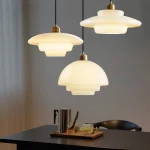 LED Glass Pendant Lights Modern Cream Home Decorative Hanging Lamp For Dining Living Room Bedroom Nordic Indoor Lighting Fixture 2
