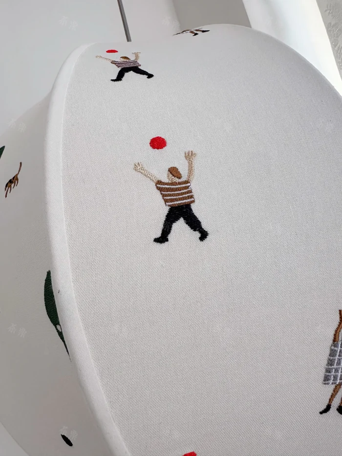 Embroidered Fabric Park Children's Chandelier Cotton Linen Handmade Cartoon Lamp Shade Cloakroom Study Bedroom Decorative Lamps 5