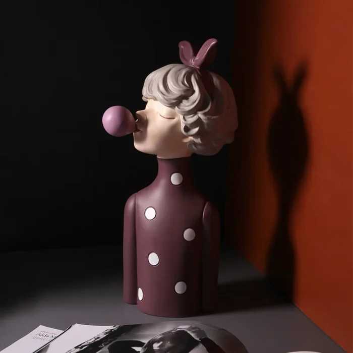 2022 Nordic Ins Fashion Bubble Bow-Knot Girl Sculptures Resin Figurines For Home Decoration Accessories Girl/Firend/Wedding Gift 1