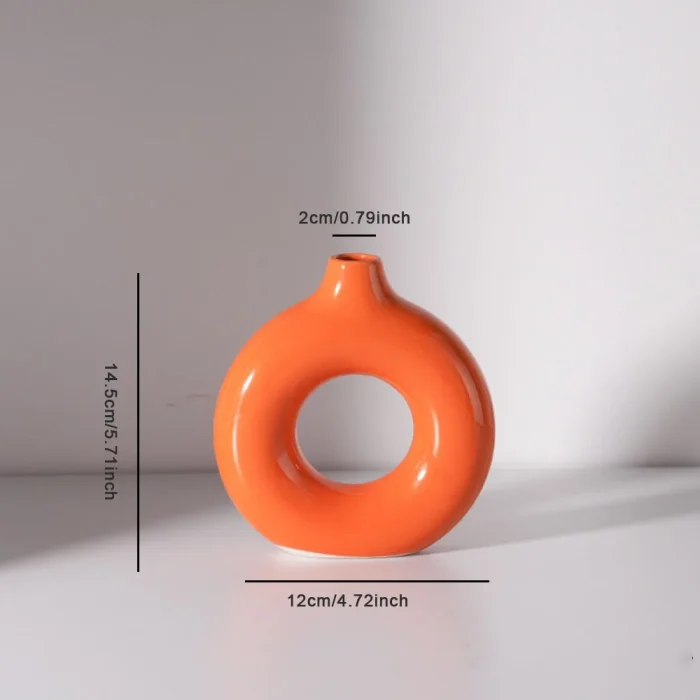 Nordic Ins Circle Ceramic Vase Ornaments Living Room Bedroom Dining Table Flower Arrangement Container Birthday Gift Decoration 6