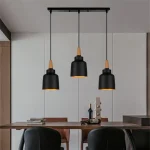 Modern Minimalist E27 Pendant Lights for Lving Room Bar Cafe Restaurant Decor Wood Aluminum Hanging Lamp Lighting Luminaire 3
