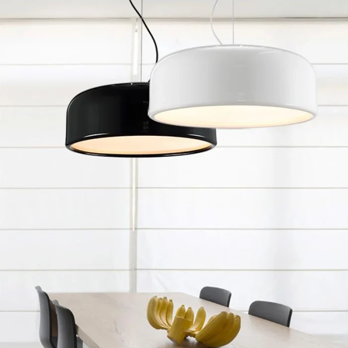 Nordic Dining Table LED Pendant Lamp Home Decor bedrooms Fixtures Pendant Lights Black White Lampshade Restaurant Hanging Lamp 6