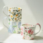 Creative Matte Floral Ceramic Mug Ornaments Living Room Kitchen Bedroom Office Milk Mug Crafts Birthday Gifts Home Decoration 2