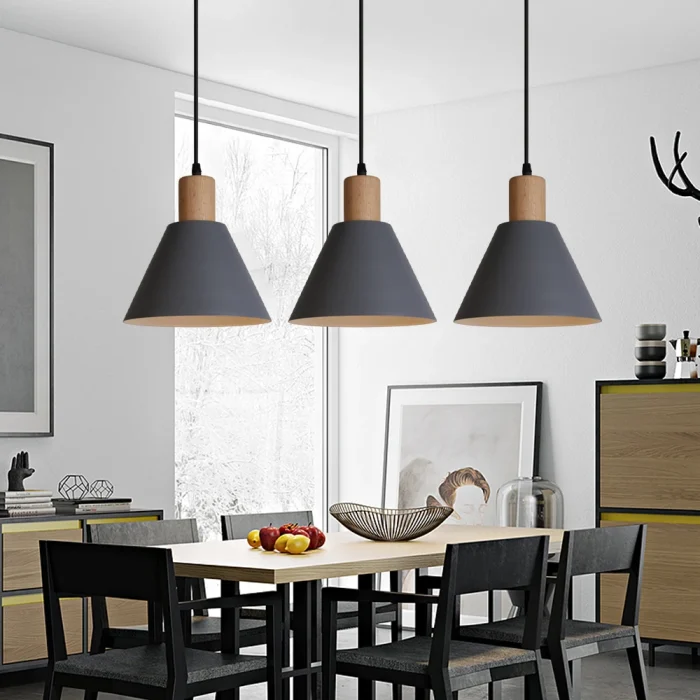 Nordic Wood Pendant Lights Vintage Modern LED Hanging Lamp for Living Room Kitchen Island Home Loft Industrial Decor Luminaire 4