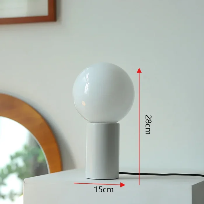 Glass Table Lamp Solid Wood Base Bedroom Children's Room Bedside Study Decorative Ceramic Ornaments Retro Desk Lamp 5