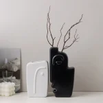 Nordic Ins Abstract Human Face Ceramic Vase Ornament Living Room Bedroom Dining Table Flower Arrangement Art Vase Christmas Gift 4