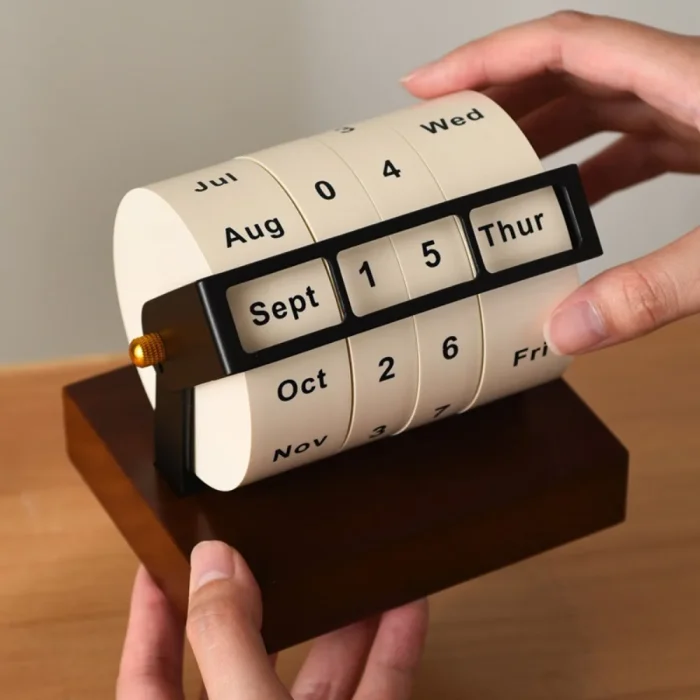 Creative Wooden Rotating Desk Calendar Desktop Ornaments Living Room Bedroom Book Table Calendar Ornaments Crafts Christmas Gift 3