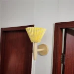 E27 Log Color Wood Wall Lamp Petal Lamp Porch Corridor Balcony Nordic Style Ancient Pleated Lamp Product Information 4