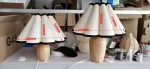 USB Wooden Table Lamp with Lampshade Small Wood LED Table Light Lamp for Bedside Bedroom Dining Night Lamp 5