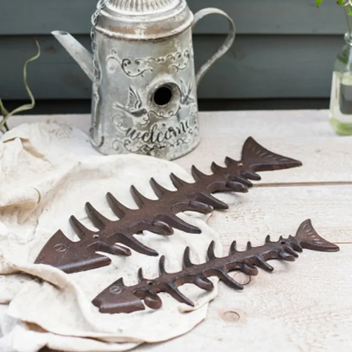 Creative cast iron fish bone hook wall hook garden courtyard outdoor decoration personality grocery European-style ornaments 2