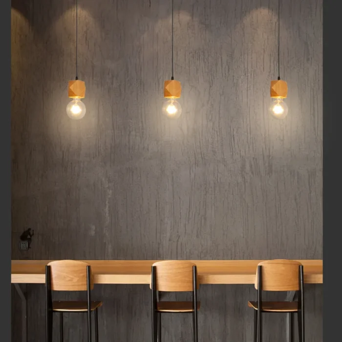 Nordic Pendant Light restaurant Hanging lamp personality creative clothing store retro solid wood bar small chandelier 4