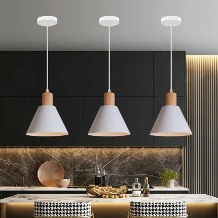 Nordic Wood Pendant Lights Vintage Modern LED Hanging Lamp for Living Room Kitchen Island Home Loft Industrial Decor Luminaire 1