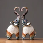2Pcs Nordic Luxury Resin Elephant Handmade Crafts Decoration Home Living Room Office Animal Statue High Quality Ornaments Gift 1