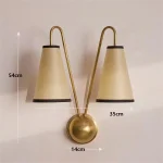 All Copper Double Head Cloth Wall Lamp Bedroom Residential Living Room Hallway Indoor Household LED Wall Light 5