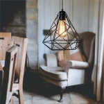 Metal Wire Iron Pendant Lamp Ceiling Hanging Light for Parlor Home Decor Kitchen Bedroom Lamp Retro Chandelier Lampshade 5