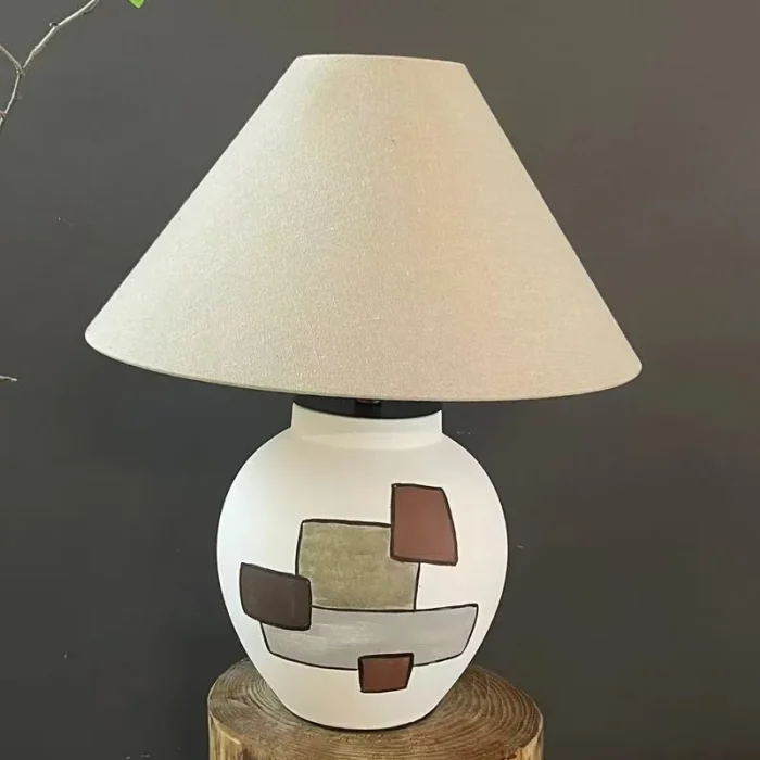Ceramic Fabric Table Lamp Retro Living Room Atmosphere Lamp Floor Lamp Bedroom Decorative Lamp 1