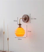 Orange middle cream wall lamp glass solid wood living room background wall bedroom bed porch aisle decorative light 6