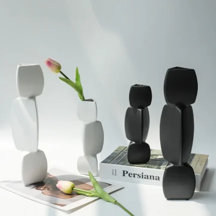 Nordic Ins Ceramic Lotus Root Vase Ornaments Living Room Dining Table Decorative Dried Flower Vase Home Decoration Accessories 1