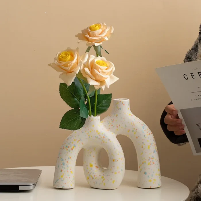 Home Decor Ceramic Vase Nordic Room Decoration Wedding Decoration Flower Pot Desktop Plain Abstract Art Flower Arrangement Vases 4