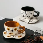 Creative Ceramic Coffee Cup and Dish Set Mug Living Room Kitchen Bar Breakfast Couple Office Tea Cup Crafts Home Decoration 2
