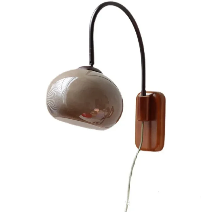 Retro Glass Wall Lamp Creative Solid Wood Bedroom Bedside Study Living Room Decoration Atmosphere Wall Lamp 6