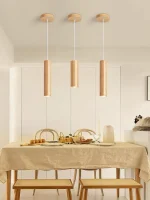 Restaurant bar Log chandelier led cylinder Nordic bedside chandelier Japanese single head modern 6