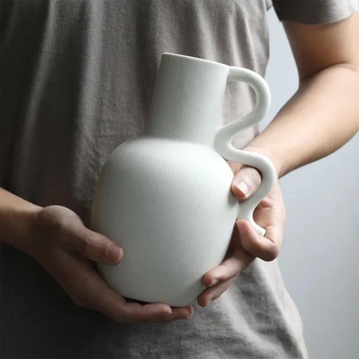 Nordic simple ins ceramic vase ornaments Modern light luxury home decoration Plant vase Advanced wabi sabi style handicraft 4
