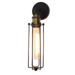 Loft Iron Black Wall Lamp Vintage Metal Cage E27 Wall Lights Sconce Bedroom Bar Counter Corridor Modern Indoor Lighting Lampshad 3