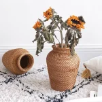 Autumn Rattan Hand-Woven Vase American Pastoral Desktop Storage Shooting Props Furniture Artistic Basket for Flower Arranging 1