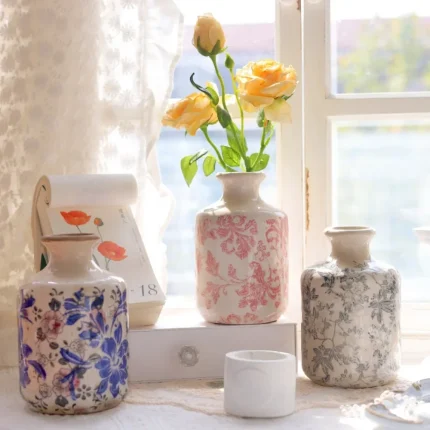 Nordic Blue and White Porcelain Ceramic Vase Living Room Bedroom Dining Table Flower Arrangement Container Wedding Decoration 1