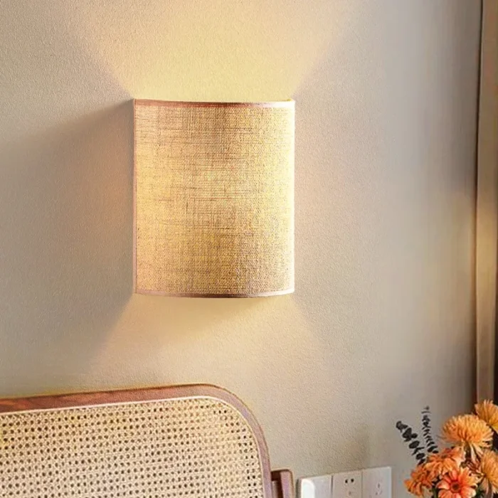 Living Room Bedroom Bedside Wall Lamp Ambient Lamp Linen Japanese Retro Background Wall Aisle Decorative Lamp 4