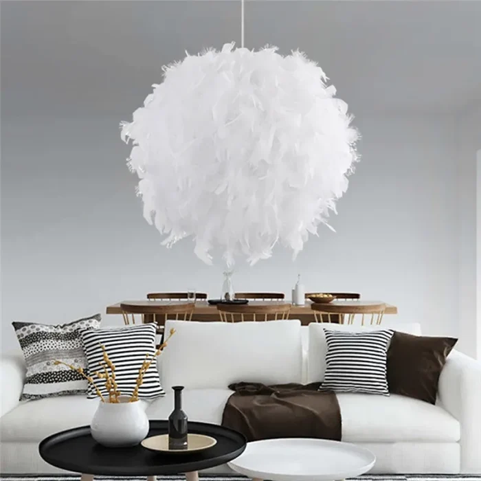 Mordern Feather Pendant Lamp Fairy Hanging Light E27 Lamp Holder for Bedroom Dining Room Cloakroom Shop Chandelier Art Decor 5