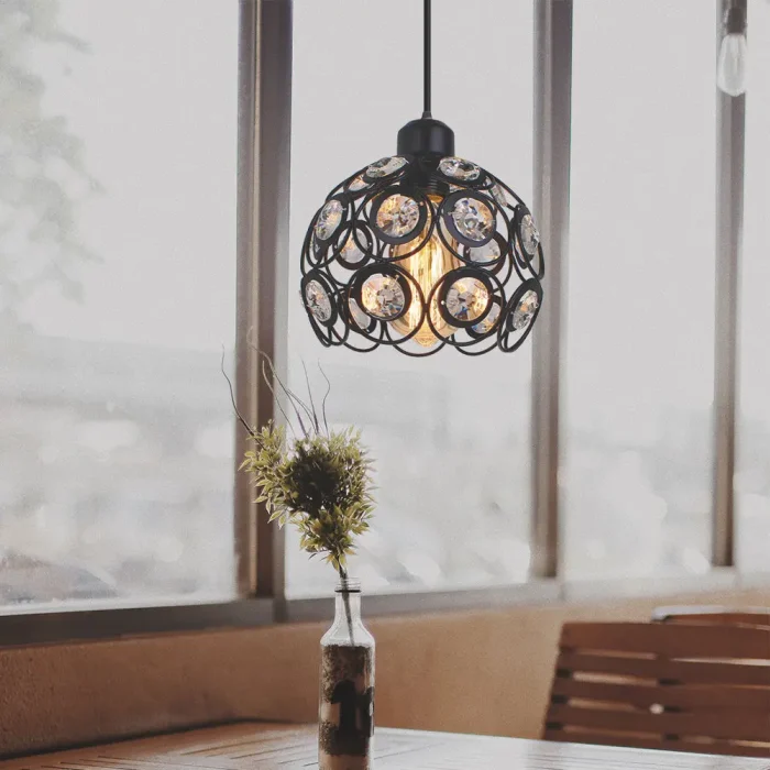 Modern Pendant Lamp E27 Industrial Lights for Bedroom Hanging Lighting Nordic Crystal K9 Lampshade LED Bulb Kitchen Chandeliers 2