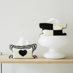 Nordic style heart-shaped pattern knitted tissue bag Modern simple household decoration tissue bag Creative desktop tissue box 1