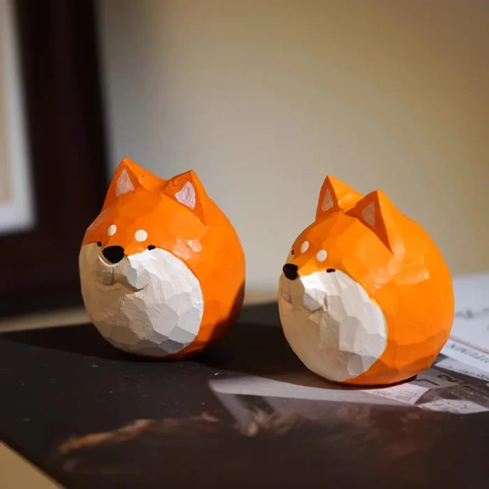 Creative Handmade Wood Carving Doggy Sculpture Ornaments Living Room Bedroom Office Desktop Animal Statue Crafts Birthday Gifts 1