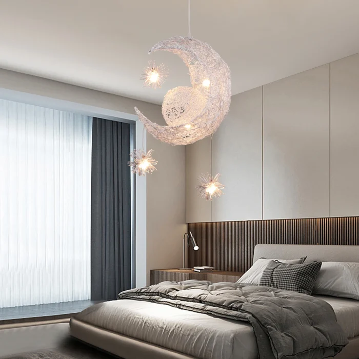 Modern Creative Pendant Light Moon Star Suspension Kids Bedroom Hanging Lamp Christmas Decorations For home Fixture Lighting LED 3
