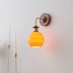 Orange middle cream wall lamp glass solid wood living room background wall bedroom bed porch aisle decorative light 4