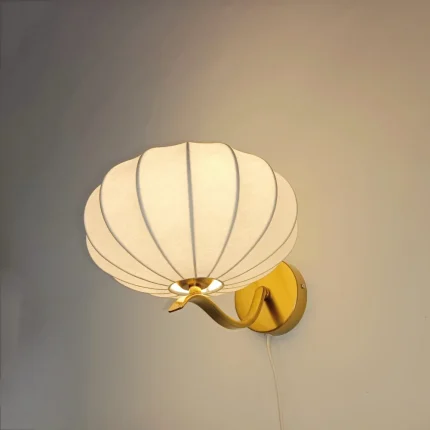 Silk Bedroom Bedside Wall Lamp Pumpkin Cream Style Modern Living Room Wall Lamp LED Background Wall Study Atmosphere Light 2